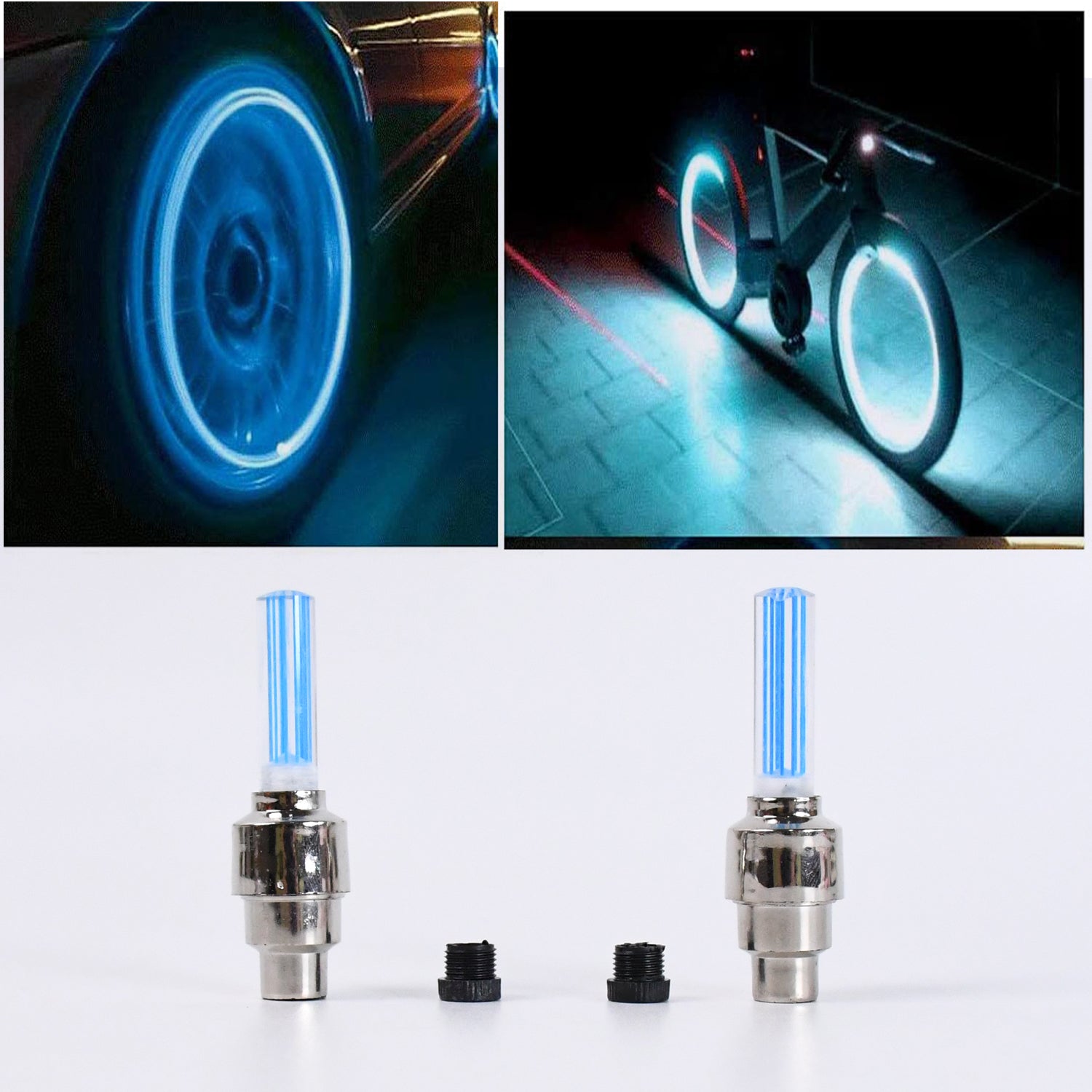 LED Flash Light lamp tyre Wheel Valve Sealing caps (2 Pc / Mix Color) LED Flash Light lamp tyre Wheel Valve Sealing caps (2 Pc / Mix Color)